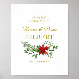 Erste Weihnachten als Zitat mit Poinsettias Design Poster