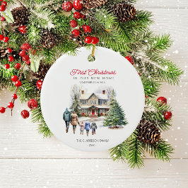 Erste Weihnachten auf der neuen Zuhause | 3 Kinder Keramik Ornament