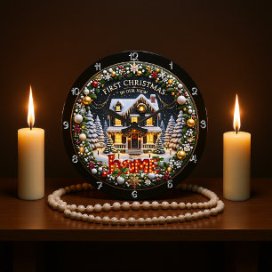 Erste Weihnachten auf unserer neuen Zuhause Große Wanduhr