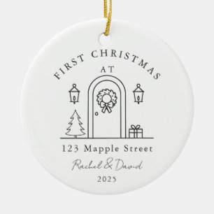 Erste Weihnachten auf unserer neuen Zuhause - Haus Keramik Ornament