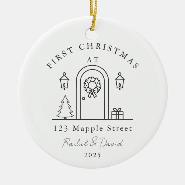 Erste Weihnachten auf unserer neuen Zuhause - Haus Keramik Ornament (Vorne)