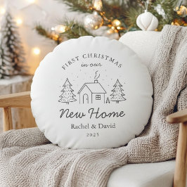 Erste Weihnachten auf unserer neuen Zuhause | Mini Rundes Kissen