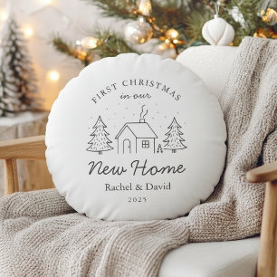 Erste Weihnachten auf unserer neuen Zuhause   Mini Rundes Kissen
