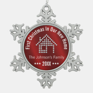 Erste Weihnachten auf unserer neuen Zuhause Pers Schneeflocken Zinn-Ornament