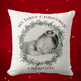 Erste Weihnachten, Baby-Foto, Name Kissen