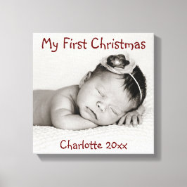 Erste Weihnachten, Baby-Foto, Name Leinwanddruck