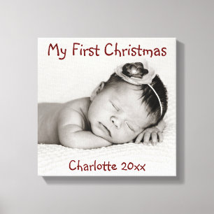 Erste Weihnachten, Baby-Foto, Name Leinwanddruck