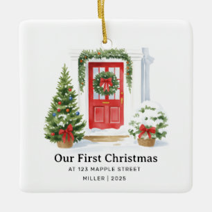 Erste Weihnachten bei New Address - Red Door Keramikornament