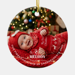 Erste Weihnachten der Großeltern Mädchen Baby Foto Keramik Ornament