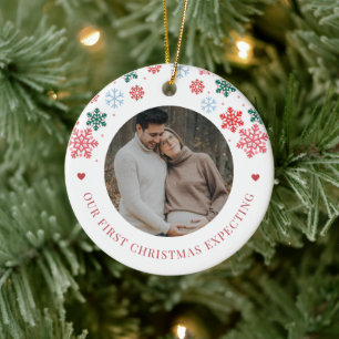 Erste Weihnachten Erwartung 2 Schwangerschaft Foto Keramik Ornament