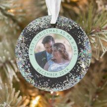 Erste Weihnachten Foto Name Imitats Glitzer