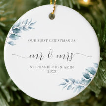 Erste Weihnachten Frau Botanical Ice Blue Elegant