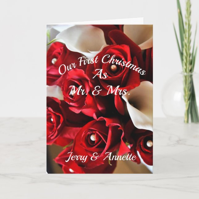 Erste Weihnachten Frau Wedding Red White Floral (Vorderseite)