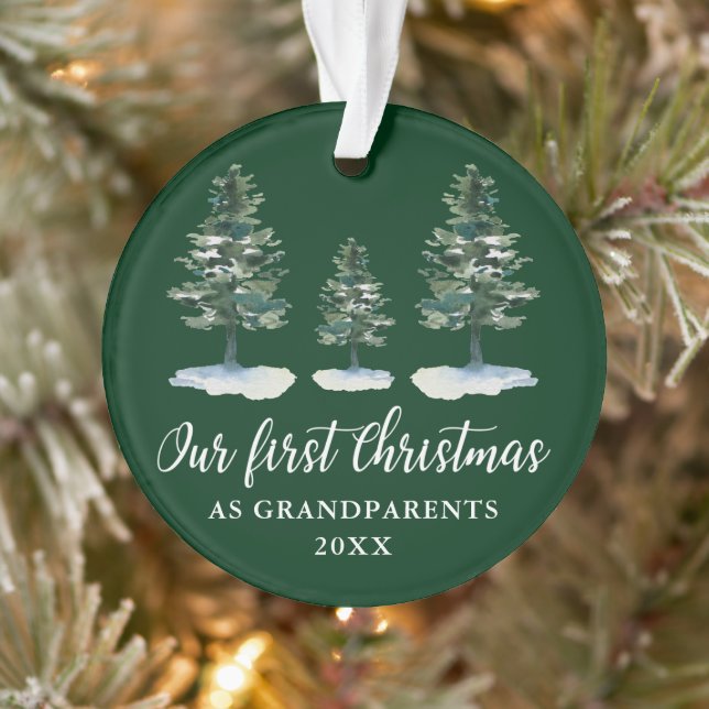 Erste Weihnachten Großeltern Grüne Pinien Ornament (Baum)