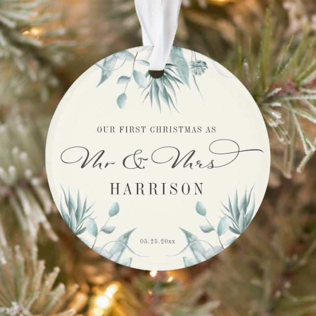 Erste Weihnachten Herr & Frau Eukalyptus Greenery Ornament (Baum)