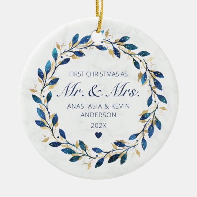 Erste Weihnachten Herr und Frau. Keramik Ornament (Vorne)