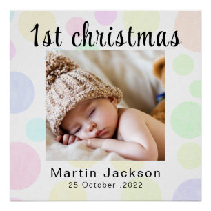 Erste Weihnachten hier Foto Neugeborene Niedliche Poster
