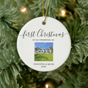 Erste Weihnachten im New Zuhause Custom House Foto Keramik Ornament