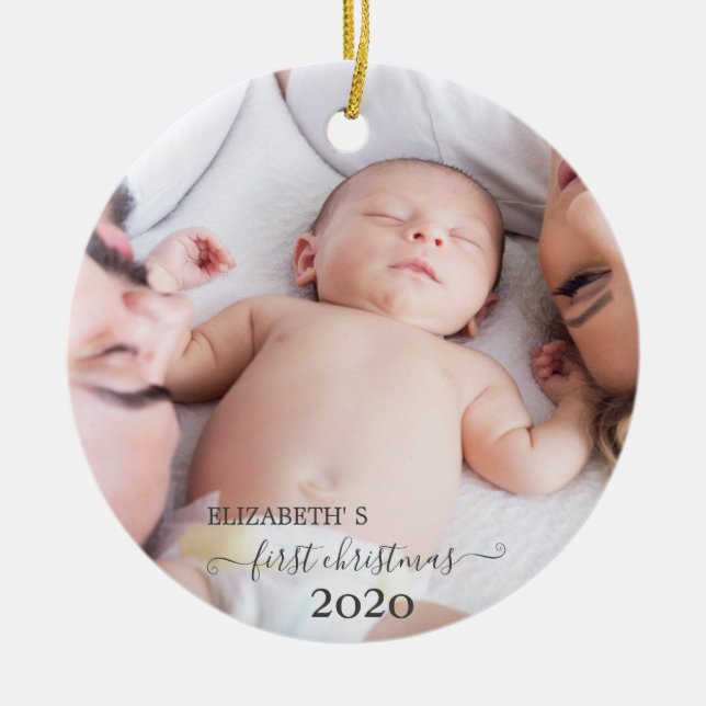 Erste Weihnachten in der Familie, Foto Keramik Ornament (Vorne)