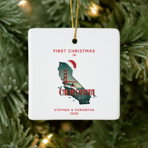 Erste Weihnachten in Kalifornien Staat Personalisi Keramikornament