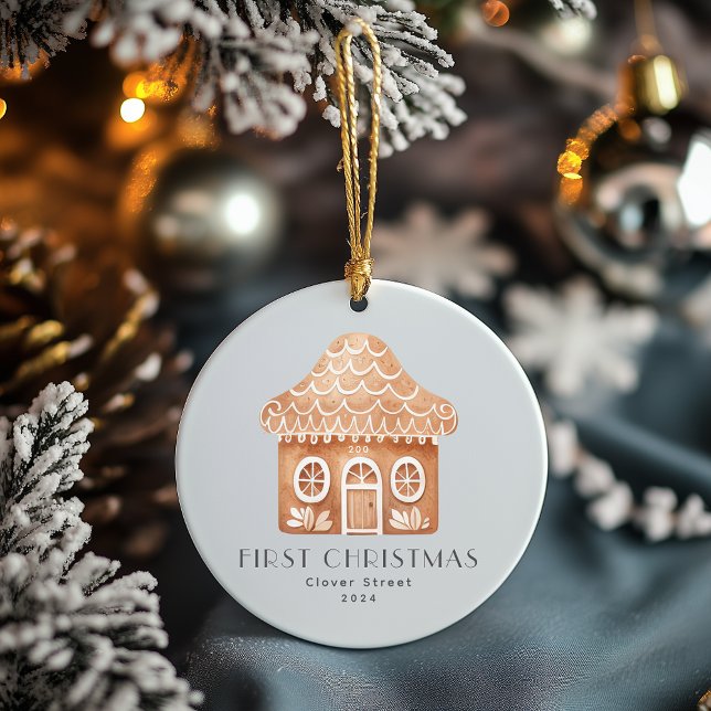 Erste Weihnachten in New Zuhause Gingerbread Ornam Keramik Ornament (Von Creator hochgeladen)