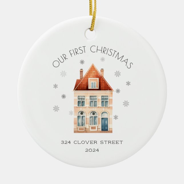 Erste Weihnachten in New Zuhause Holiday Ornament (Vorne)