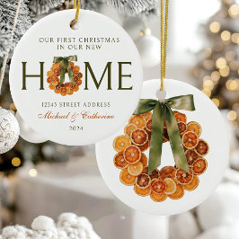 Erste Weihnachten in New Zuhause Orange Wreath Keramik Ornament