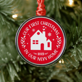 Erste Weihnachten in New Zuhause Personalisiert Re Ornament Aus Metall