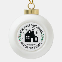 Erste Weihnachten in New Zuhause Personalisierte W Keramik Kugel-Ornament