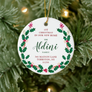 Erste Weihnachten in New Zuhause Personalisierter Keramik Ornament