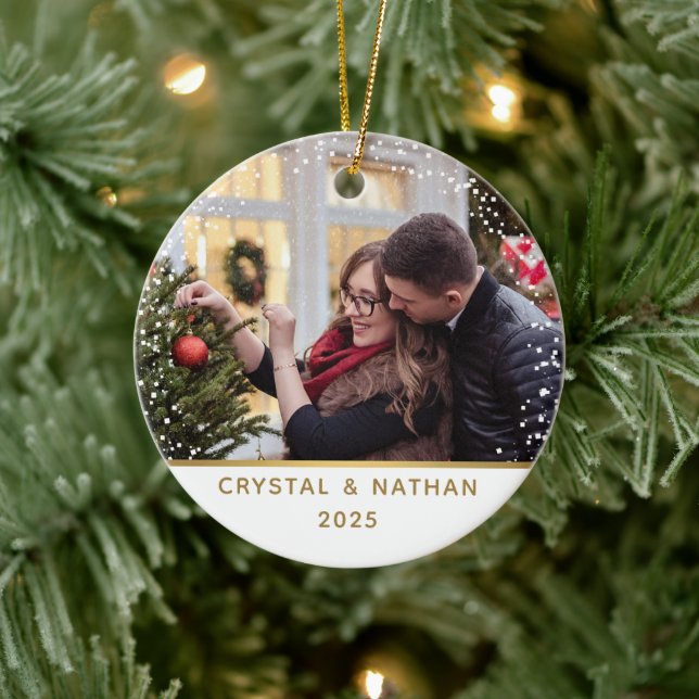 Erste Weihnachten in New Zuhause Personalisiertes  Keramik Ornament (Baum)