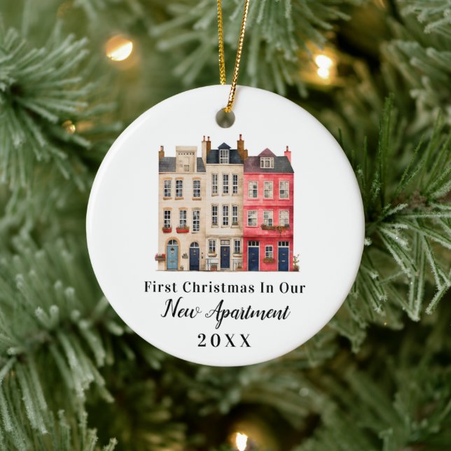 Erste Weihnachten in unserem neuen Apartment mit A Keramik Ornament (Baum)