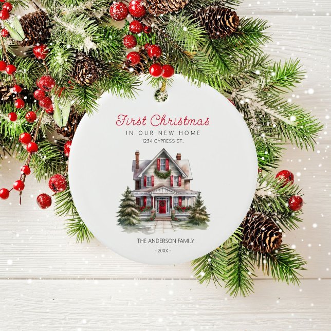 Erste Weihnachten in unserem neuen Zuhause-Familie Keramik Ornament (Von Creator hochgeladen)