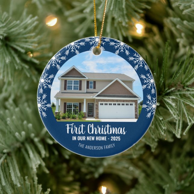 Erste Weihnachten in unserem neuen Zuhause Foto Bl Keramik Ornament (Baum)