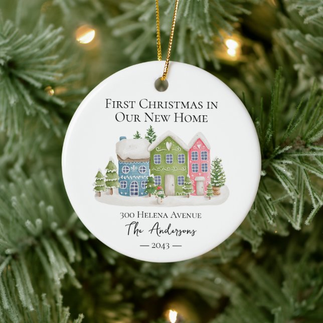 Erste Weihnachten in unserem neuen Zuhause-Foto Keramik Ornament (Baum)