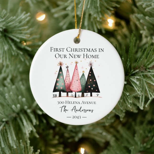 Erste Weihnachten in unserem neuen Zuhause-Foto Keramik Ornament (Baum)