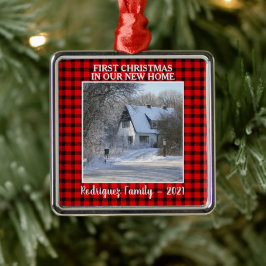 Erste Weihnachten in unserem neuen Zuhause Foto Ornament Aus Metall