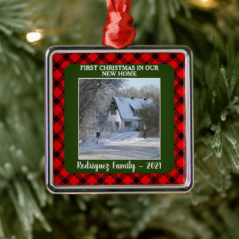 Erste Weihnachten in unserem neuen Zuhause Foto Ornament Aus Metall