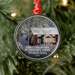 Erste Weihnachten in unserem neuen Zuhause Foto Ornament Aus Metall