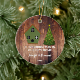 Erste Weihnachten in unserem neuen Zuhause-Holzhüt Keramik Ornament
