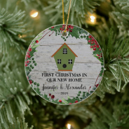Erste Weihnachten in unserem neuen Zuhause-Holzhüt Keramik Ornament