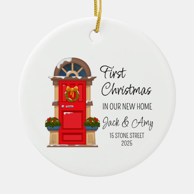 Erste Weihnachten in unserem neuen Zuhause-Ornamen Keramik Ornament (Vorne)