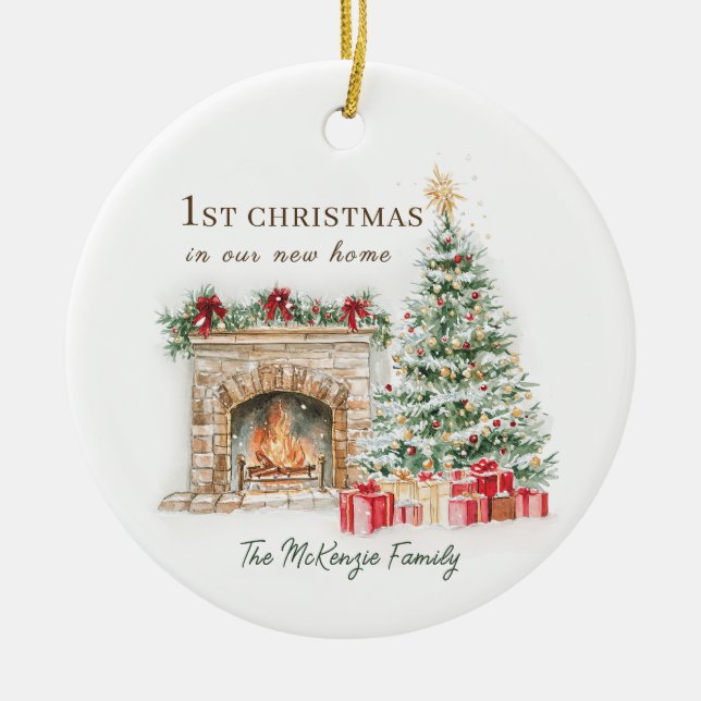 Erste Weihnachten in unserem neuen Zuhause-Ornamen Keramik Ornament (Vorne)