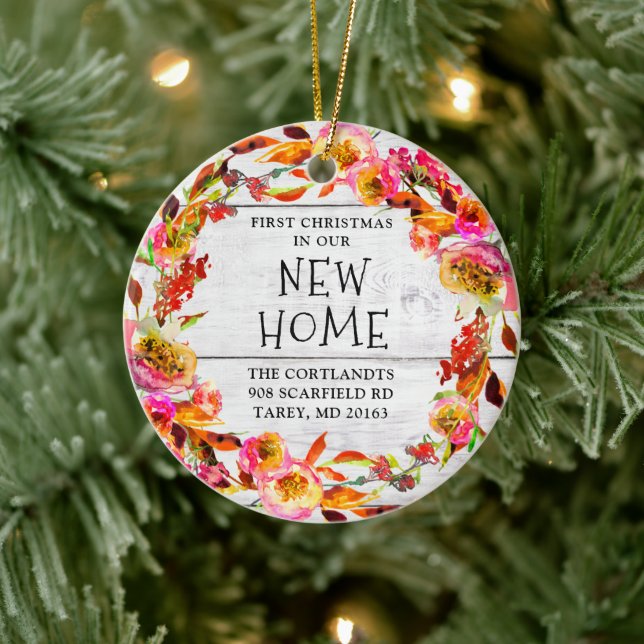 Erste Weihnachten in unserem neuen Zuhause Persona Keramik Ornament (Baum)