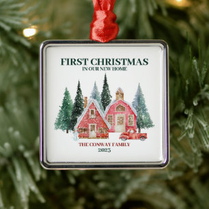 Erste Weihnachten in unserem neuen Zuhause Winter  Ornament Aus Metall