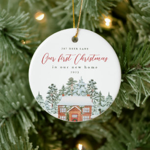 Erste Weihnachten in unserer neuen Zuhause-Adresse Keramik Ornament