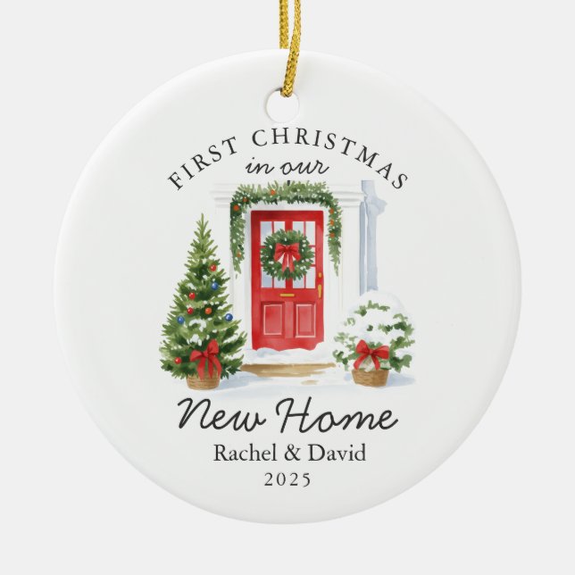 Erste Weihnachten in unserer neuen Zuhause - Rote  Keramik Ornament (Vorne)