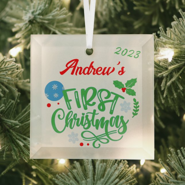 Erste Weihnachten individuell anpassbar Ornament Aus Glas (Insitu)