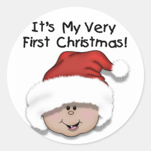 Erste Weihnachten Latino Baby Tshirts und Geschenk Runder Aufkleber