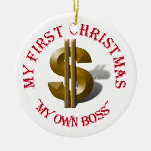 Erste Weihnachten MEINE EIGENE BOSS Gold Dollar-Ze Keramikornament